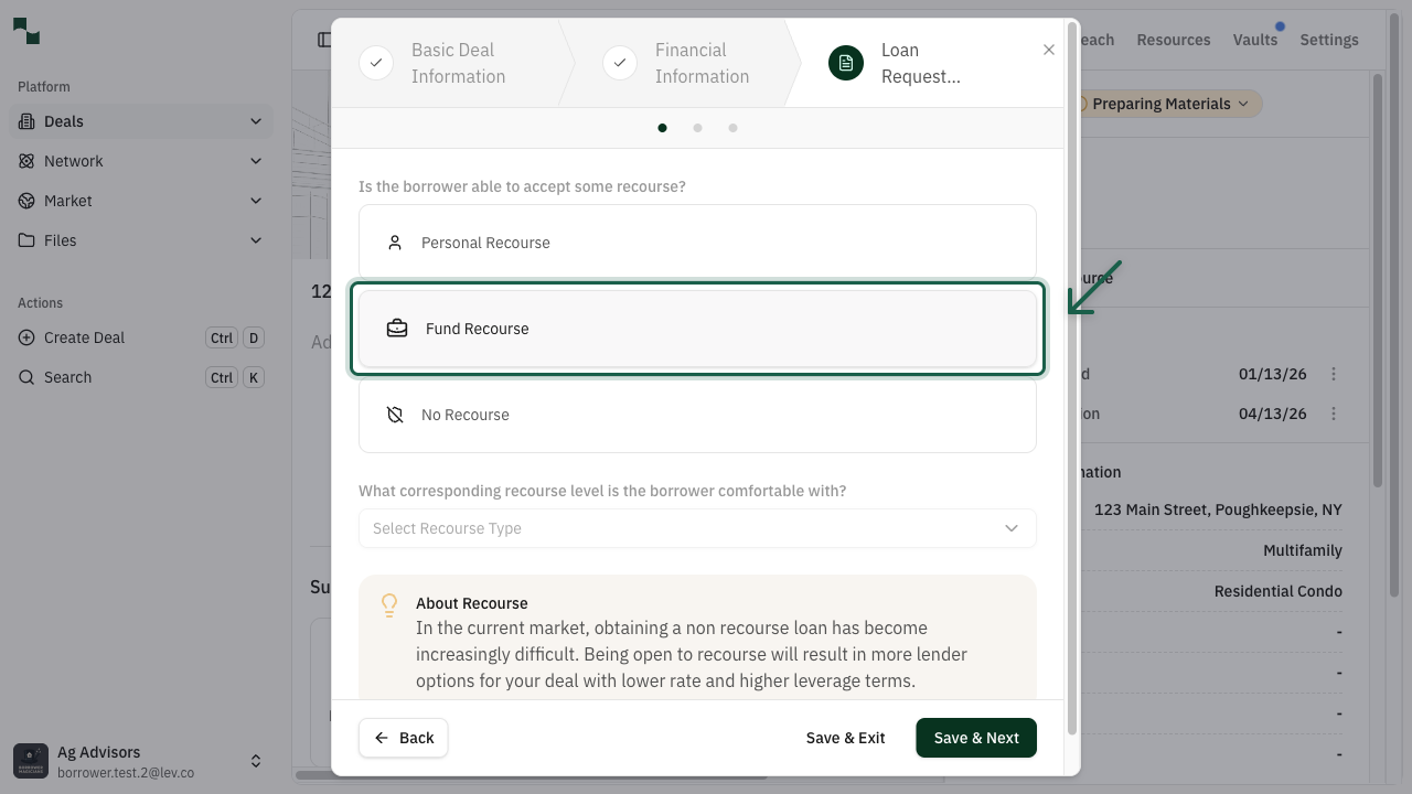 Loan Request with Select Lenders step highlighted
