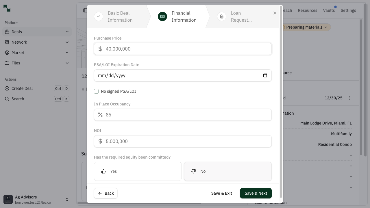 Financial information form