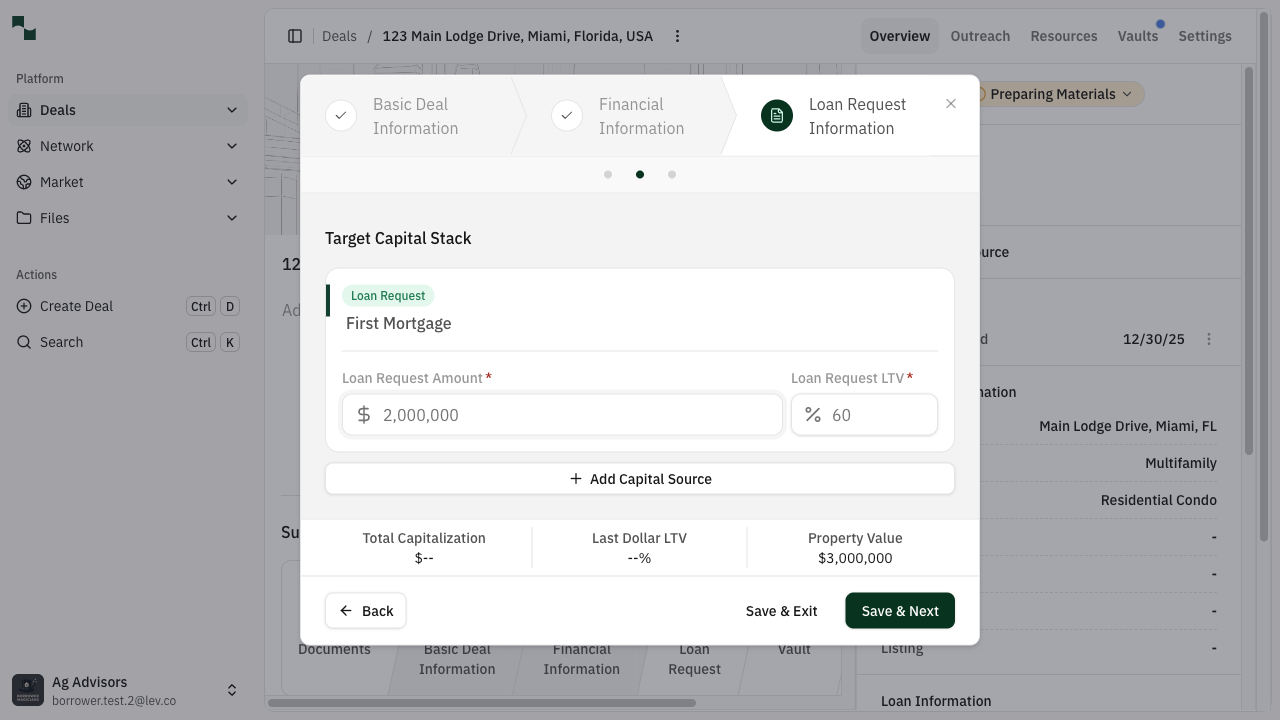 Capital stack form
